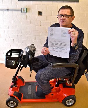 William Mort and his mobility scooter