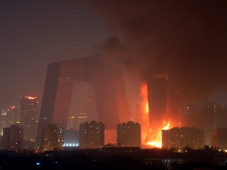 burning building